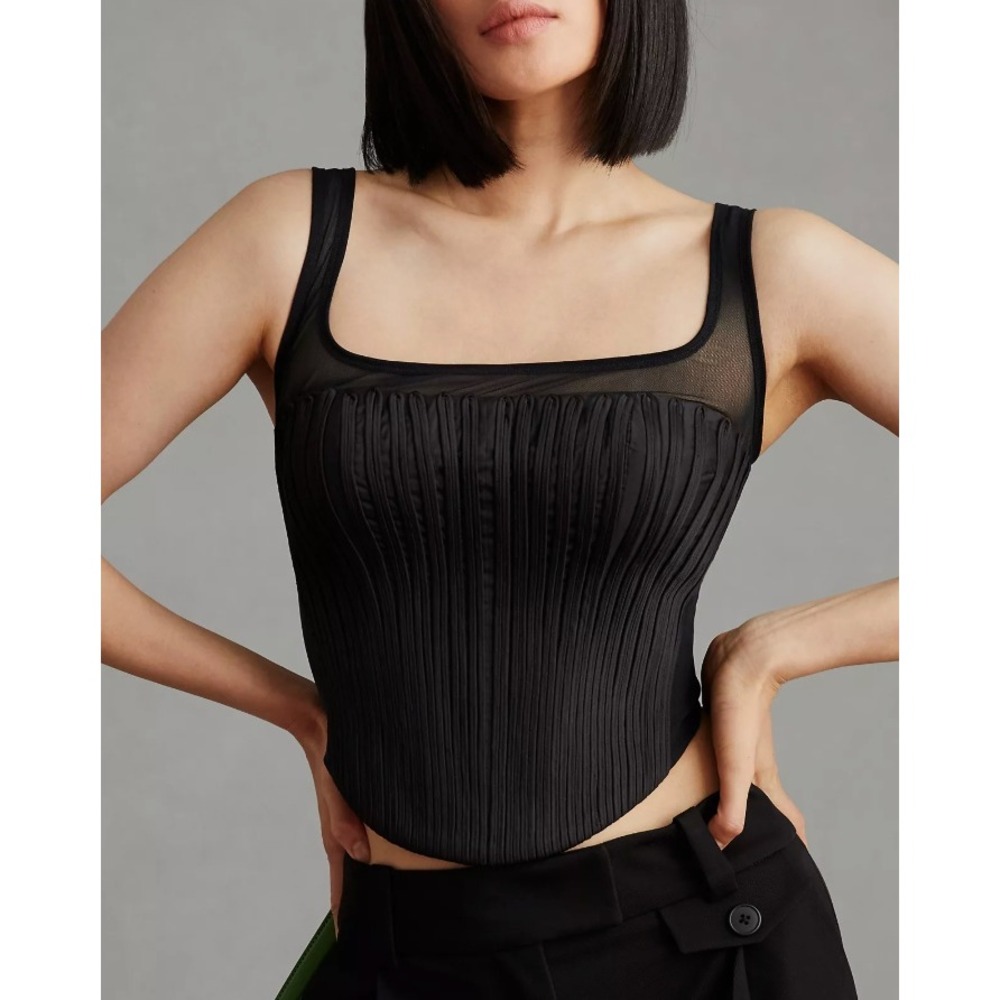 Anthropologie Geisha Designs Structured Corset Top in Black sz S